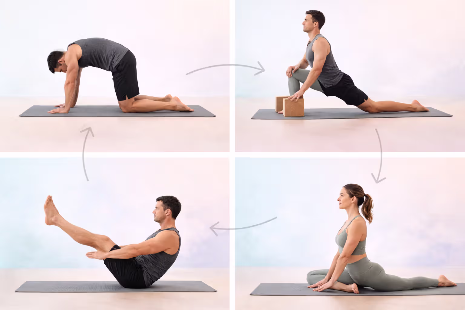 20-minute hip mobility flow — key poses at a glance
