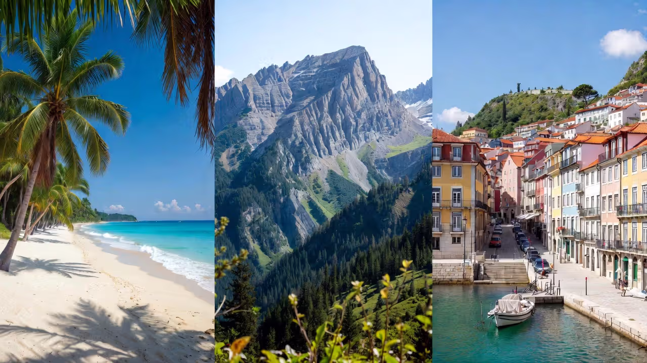 Tropical, mountain, and European coastal destinations for yoga travel.
