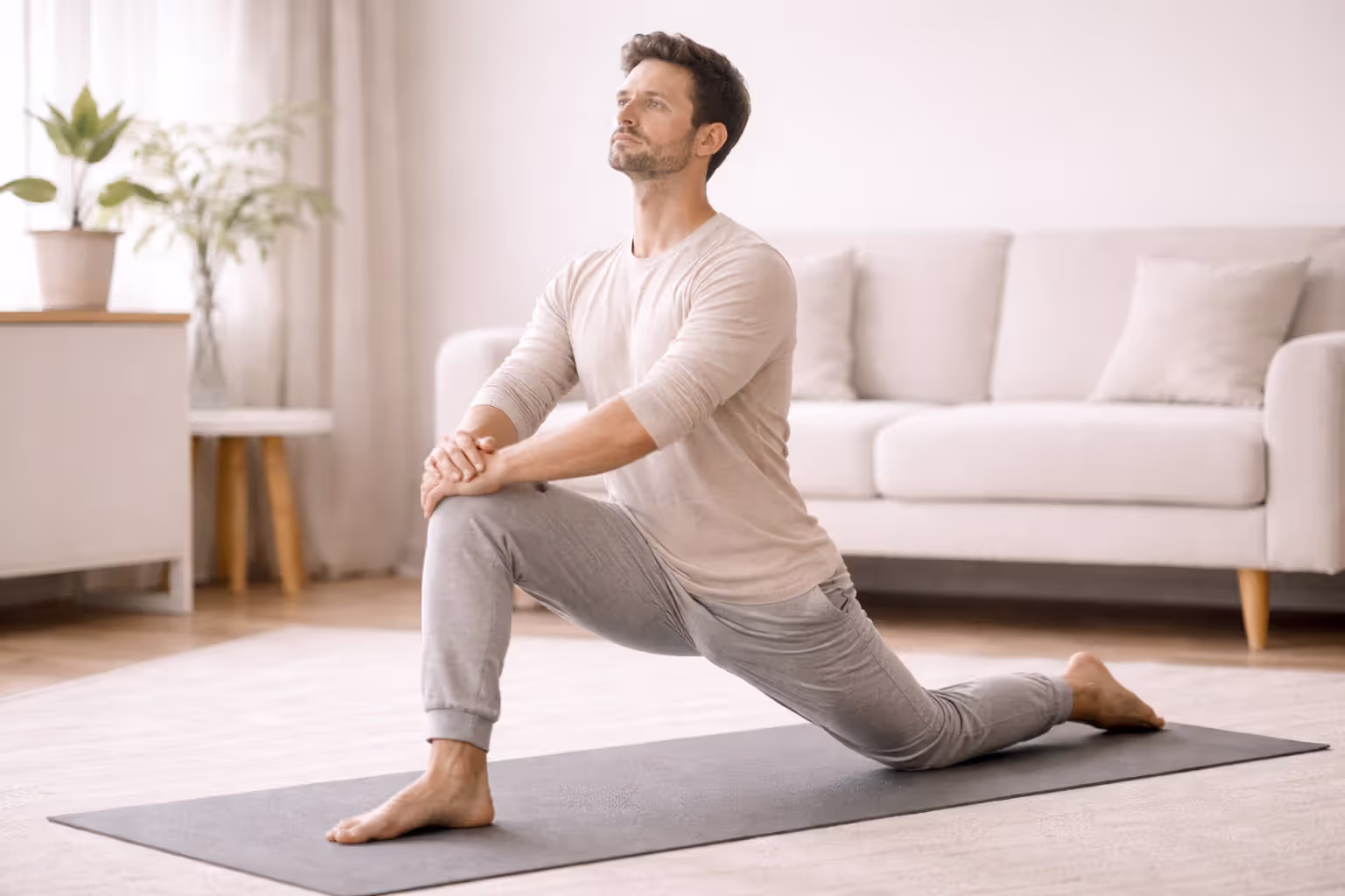 Person in Low Lunge stretching hip flexors