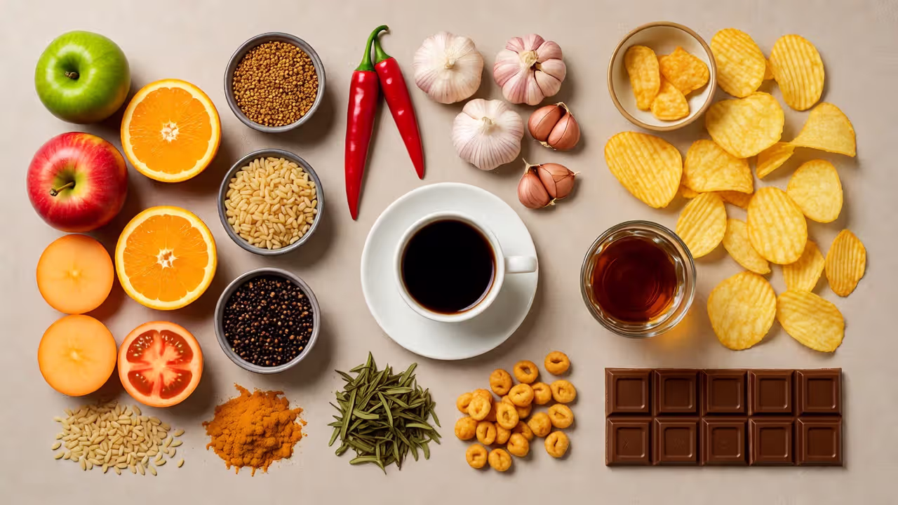 The three gunas reflected through food choices.